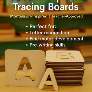 Custom Montessori Stencil Numbers Set, Uppercase & Lowercase Letters Preschool Math Training, Montessori Inspired Educational Toys