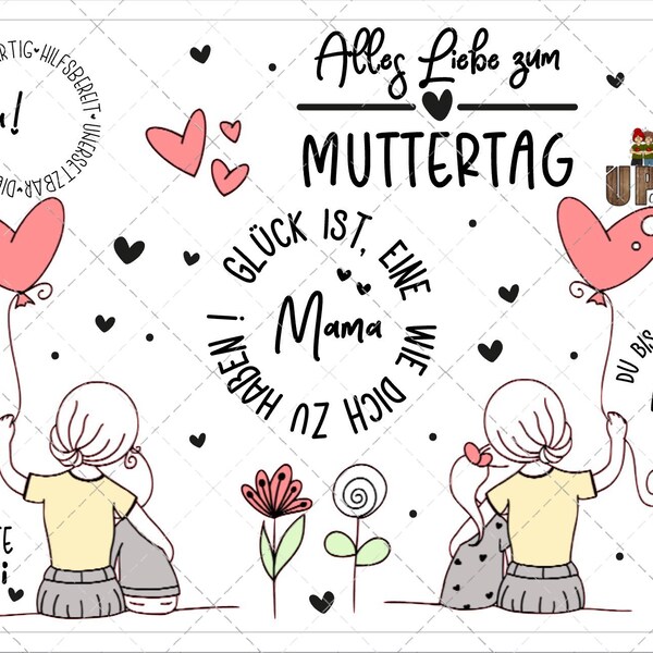 Happy Muttertag Mama Mami Laserdatei Plotterdatei svg png Wasserschiebefolie incl.Gewerbelizenz