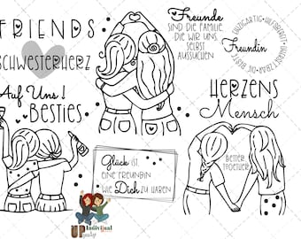 Happy Friends friends best friend bestie sister laser file plotter file svg png waterslide film incl. commercial license