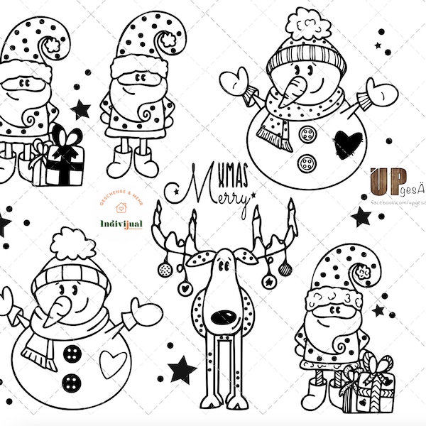 Santa Claus Santa Claus Winter Reindeer Reindeer Laser File Plotter File Snowman Ice Crystals Snowman Snowflake Cold Ice svg png