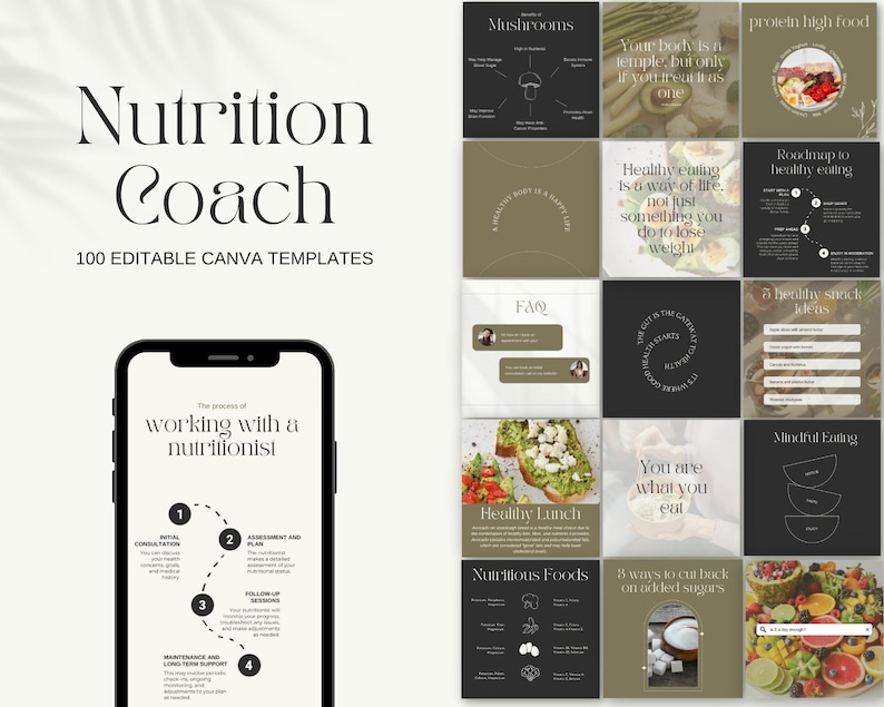 Nutrition Coach Instagram Templates | Nutritionist Health Wellness ...