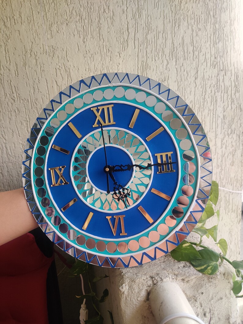 Handmade Lippan Art Wall Clock, House Warming Gift,new Apartment Decor