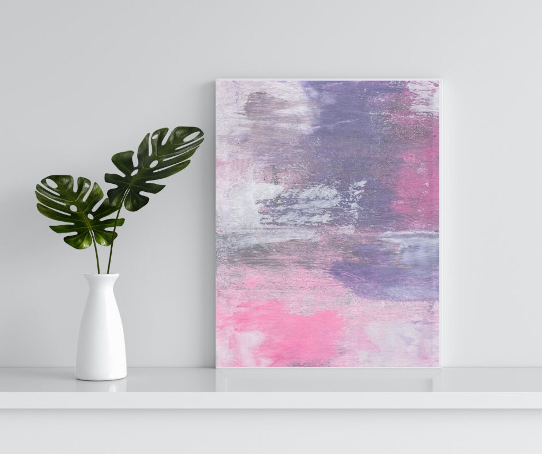 Pink and Grey Minimalism Painting Wall Art Pink Canvas Painting Grey