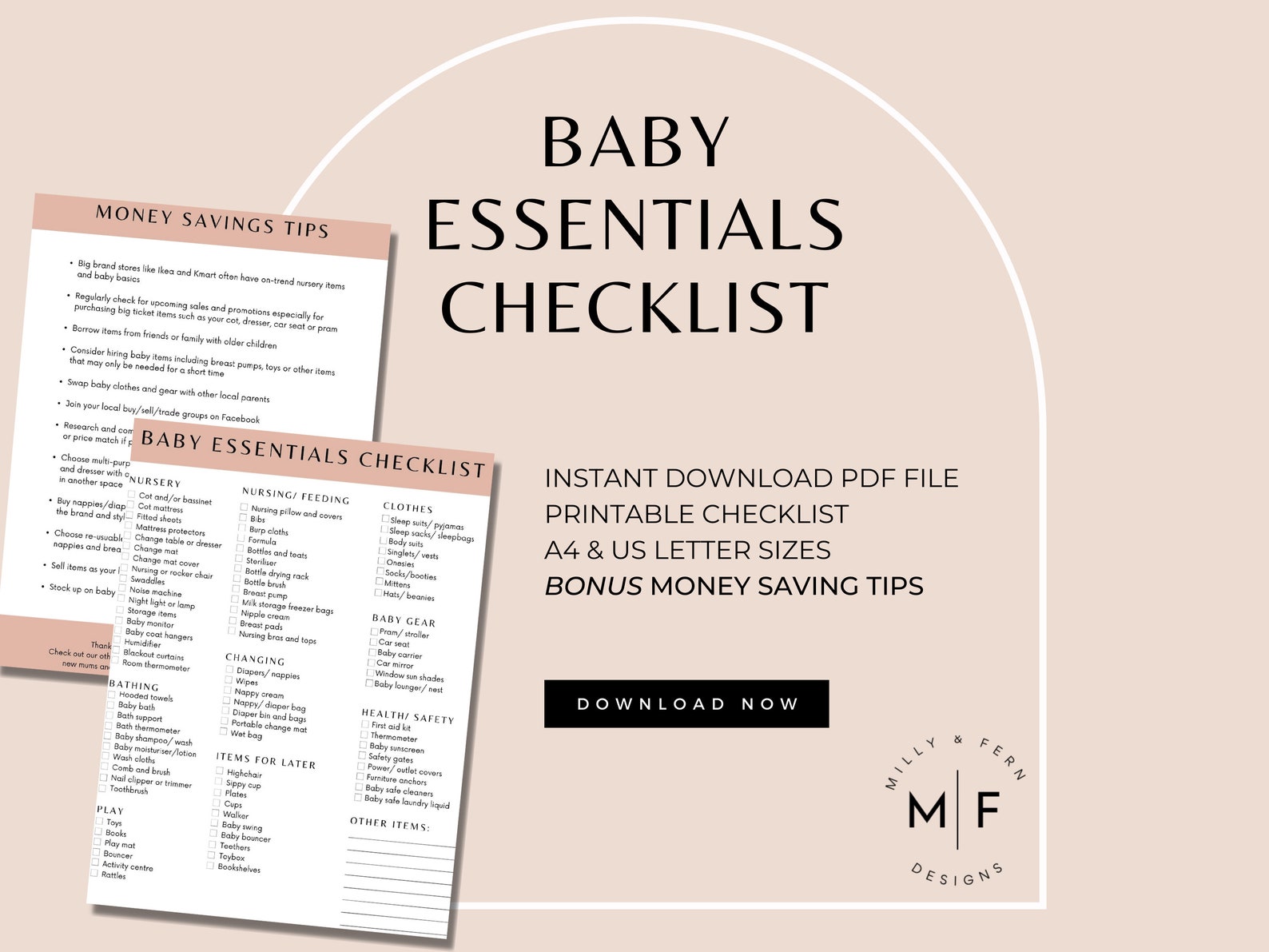 Baby Essentials Checklist- Printable List of Essential Baby Items for ...