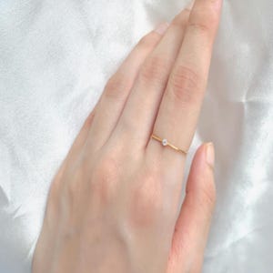 Dainty CZ Sterling Silver Ring: Minimalist Gold Band