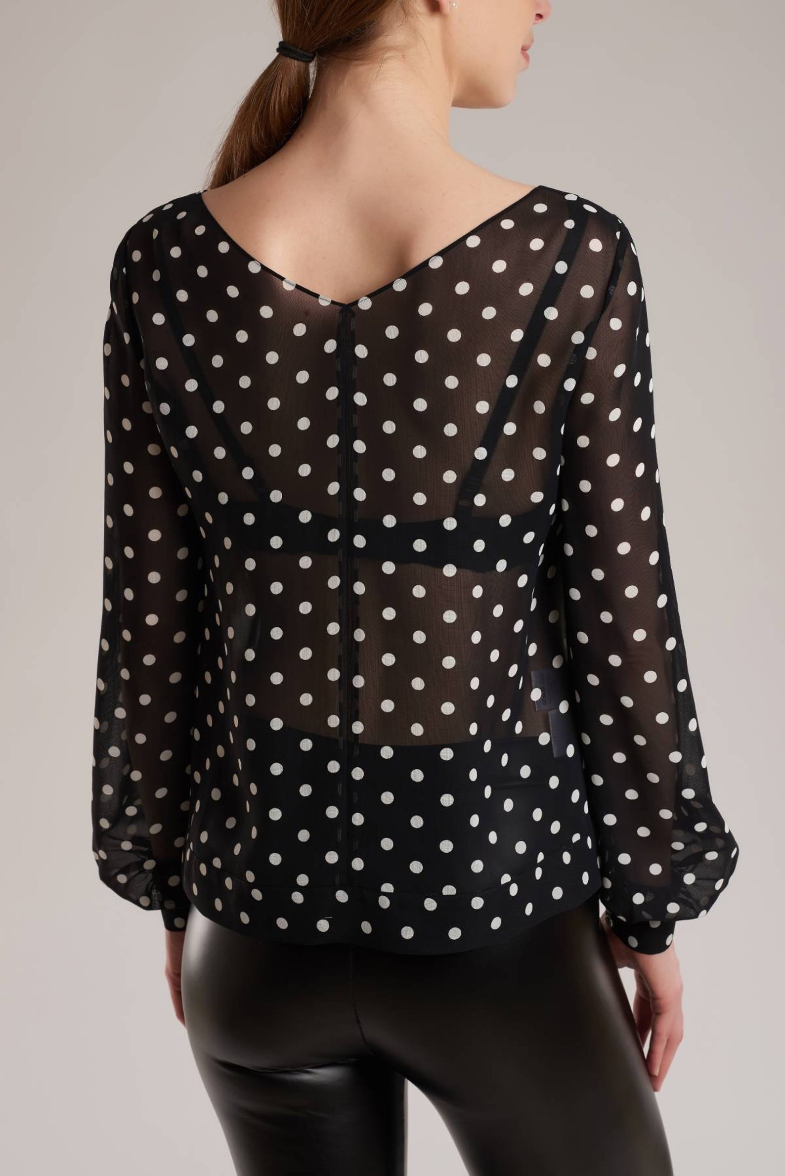 Stretch Cotton Polka Dot Boatneck Ruched Bra Top main image 1