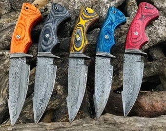 2pieces set Damascus knife, Damascus Fixed Blade,Hunting knife, Damascus Skinner knife,1095 Steel knife,Camping knife Walnut Wood and Sheet