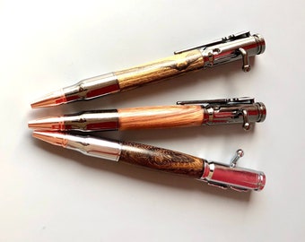 Stylo à bille fait main pour chasseurs/Stylo à bille carabine en bois/Stylo balle à verrou/Cadeaux pour homme/Cadeau pour la fête des pères