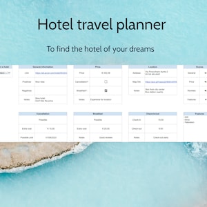 ホテル比較スプレッドシート | ホテル旅行プランナー | あらゆるホテルを比較 | 簡単な Google スプレッドシート