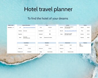 Hotel Comparison Spreadsheet | Travel Planner (Google Sheets)