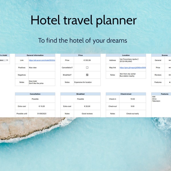 Trip Comparison Spreadsheet - Etsy