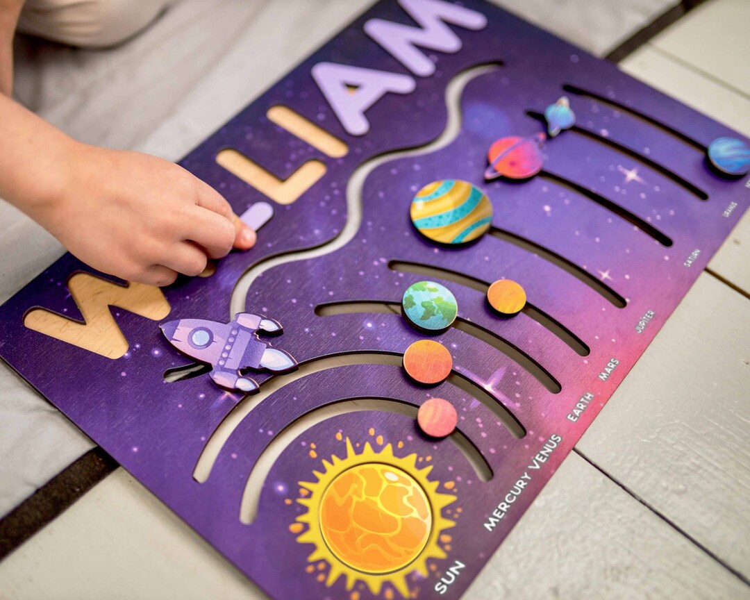 Toys for 1 Year Old Space Busy Board Name Puzzle Busy Board Etsy