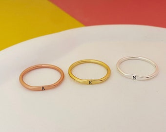 Initial Ring, Signet Ring, Custom Name Ring, 14K Gold Filled, Stacking Ring, Dainty Minimalist Ring, Personalized Jewelry, Gift for Her