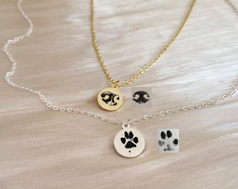 Actual Paw Print Necklace, Actual Dog Nose Print Necklace, Custom Pet Necklace, Dog Paw Necklace, Pet Memorial Jewelry, Pet Lover Gift