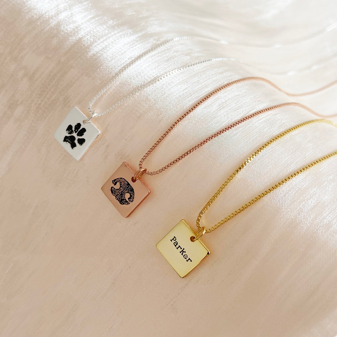 Actual Paw Print Necklace, Custom Pet Necklace, Pet Memorial Necklace ...
