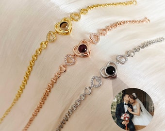 Pulsera de proyección de fotos, pulsera de fotos personalizada, regalo conmemorativo, regalo de amigo de boda de cumpleaños, pulsera interior de imagen, regalo para ella