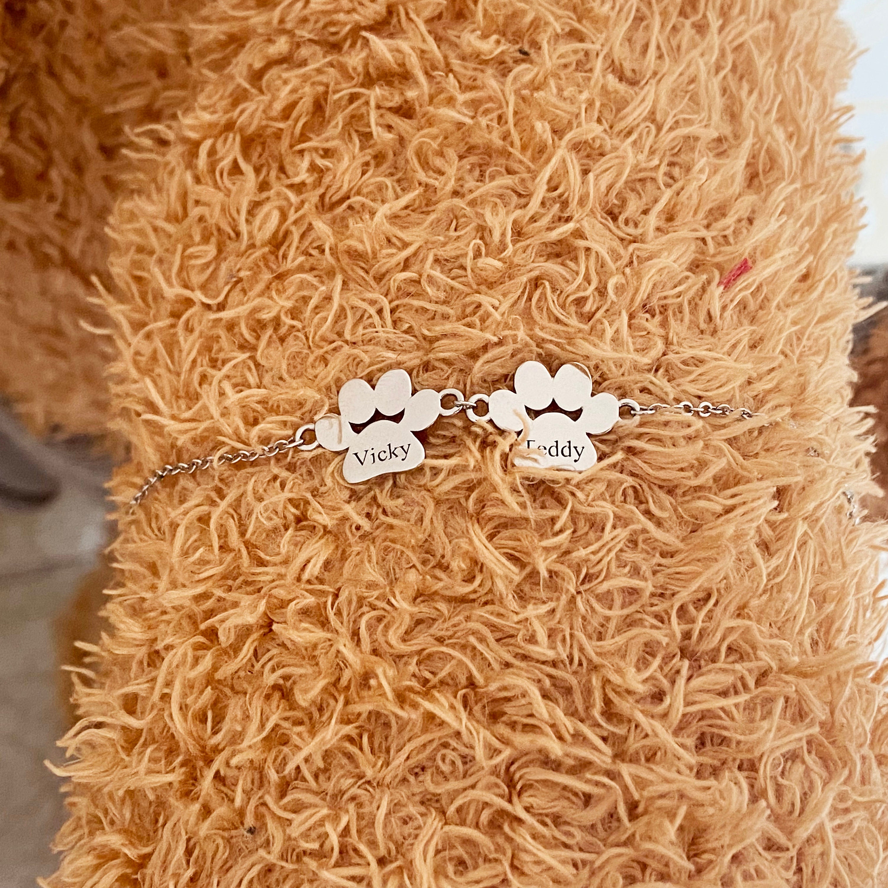 Paw Name Bracelet, Custom Pet Memorial Gift, Personalized Paw Bracelet ...