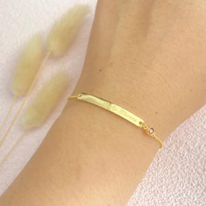 Engraved Bracelet, Personalized Name Bar Bracelet, Custom Quote Bracelet, Roman Numerals/Dates/Coordinate, Personalized Gift for Her