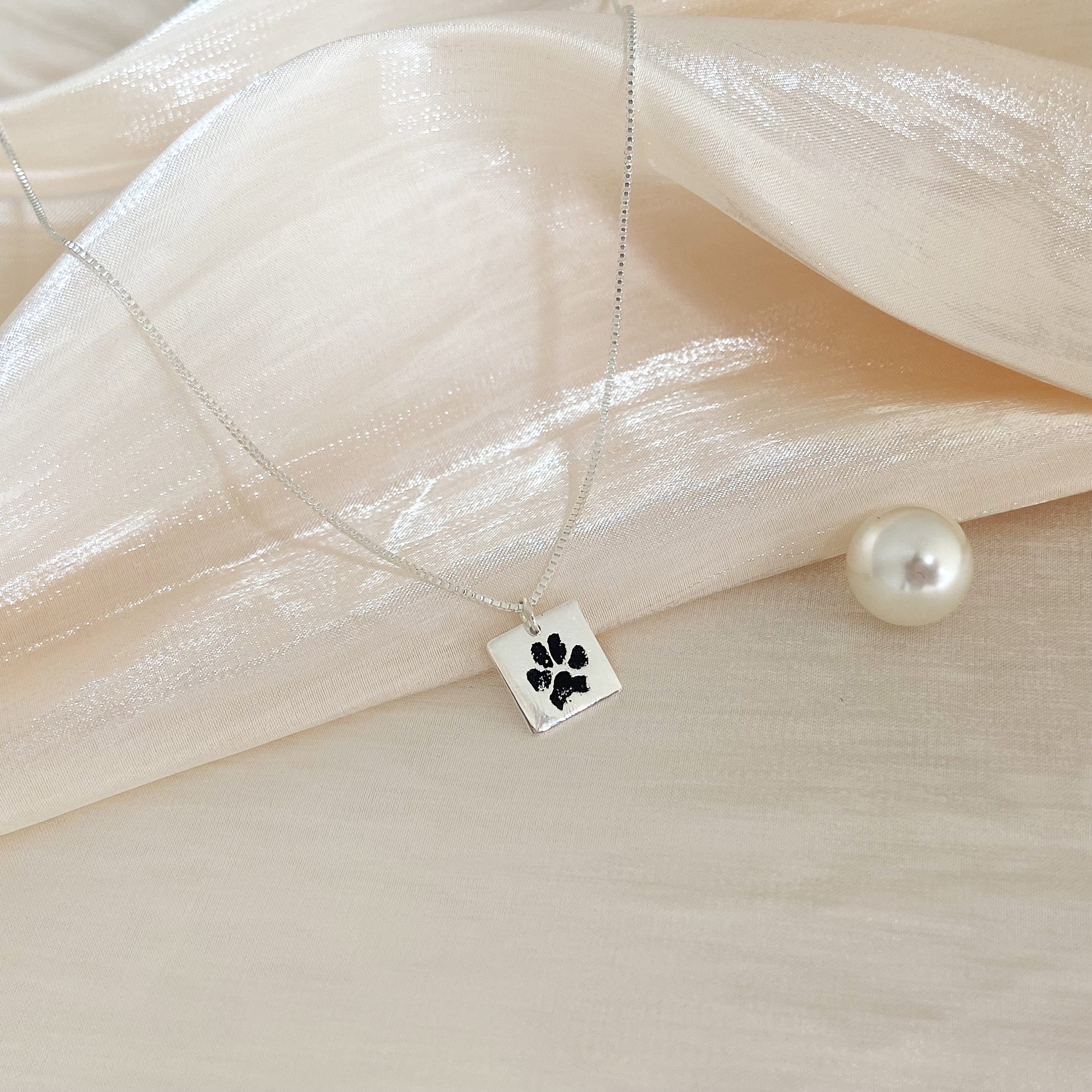 Actual Paw Print Necklace, Custom Pet Necklace, Pet Memorial Necklace ...