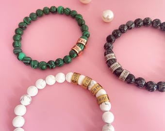 Bracelets For Men, Dad Bracelet With Kids Names, Mens Name Bracelet, Custom Beaded Bracelet for Men, Fathers Day Gift, Gift for Him