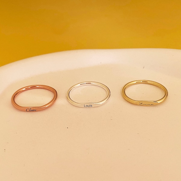 Name Ring, Stacking Ring, Personalized Name Ring, Dainty Name Ring, 14K Gold Filled, Engraved Minimalist Ring, Handmade Jewelry