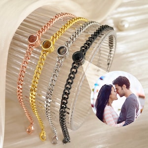 Projection Photo Bracelet, Personalized Picture Bracelet, Couples Bracelet, Memorial Jewelry, Anniversary Gift, Trendy Best Friend Gift