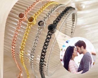 Bracelet photo avec projection, bracelet photo personnalisé, bracelet pour couple, bijoux commémoratifs, cadeau d'anniversaire, cadeau tendance pour meilleur ami