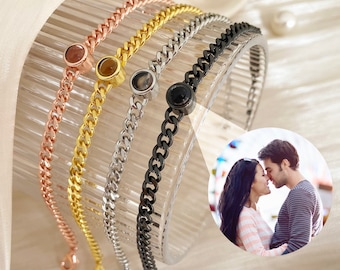 Bracciale con foto per proiezione, braccialetto con foto personalizzate, braccialetto per coppie, gioielli commemorativi, regalo di anniversario, regalo per migliore amico alla moda