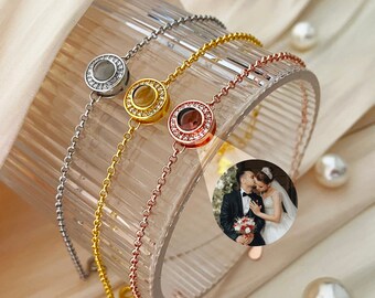 Projection Photo Bracelet, Personalized Picture Inside Bracelet, Anniversary Gift, Memorial Jewelry,  Birthday Gift, Gift for Her