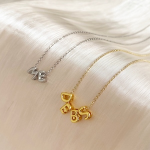 Collar de letras 3D, collar con nombre de burbuja, collar inicial personalizado, colgante de letra de hojaldre personalizado, regalo de San Valentín, regalo del Día de las Madres