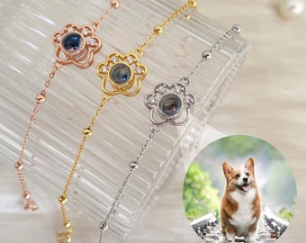 Projection Photo Bracelet, Pet Photo Inside Bracelet, Dog Paw Bracelet, Pet Memorial Gift, Memorial Photo Bracelet, Gift for Pet Lovers