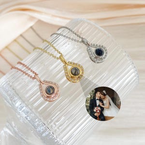 Projection Necklace with Photo, Customized Memorial Photo Pendant, Anniversary Gifts, Birthday Gift for Her, Wedding Friend Gift