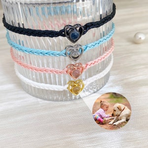 Personalized Photo Projection Bracelet, Braided Rope Bracelet, Picture Bracelet, Memorial Jewelry, Christmas Gift, Anniversary Gift