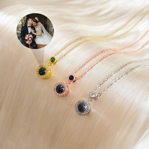 Collar de proyección de fotos personalizado, collar de piedra de nacimiento, colgante de fotos conmemorativas, regalos de cumpleaños, regalo de aniversario, regalo del Día de las Madres