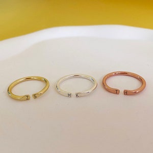 Duo Initial Ring, Personalized Initial Ring, Dainty Initial Ring, Couple Ring, Name Ring, 14K Gold Filled, Gift For Her