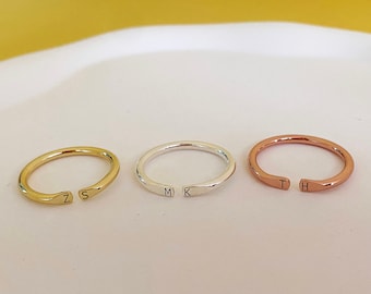 Duo Initial Ring, Personalized Initial Ring, Dainty Initial Ring, Couple Ring, Name Ring, 14K Gold Filled, Gift For Her