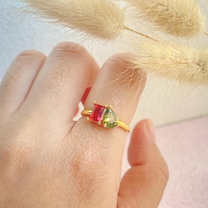 Custom Toi et Moi Gemstone Ring, Spouse Dual Birthstone Ring, Mother Daughter Ring, His and Hers Birthstone Ring, Perfect Couples Gift