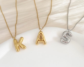 Collar de letras de globo, encanto inicial 3D de burbuja personalizado, collar de nombre personalizado, joyería personalizada, regalo del Día de las Madres, regalo de cumpleaños