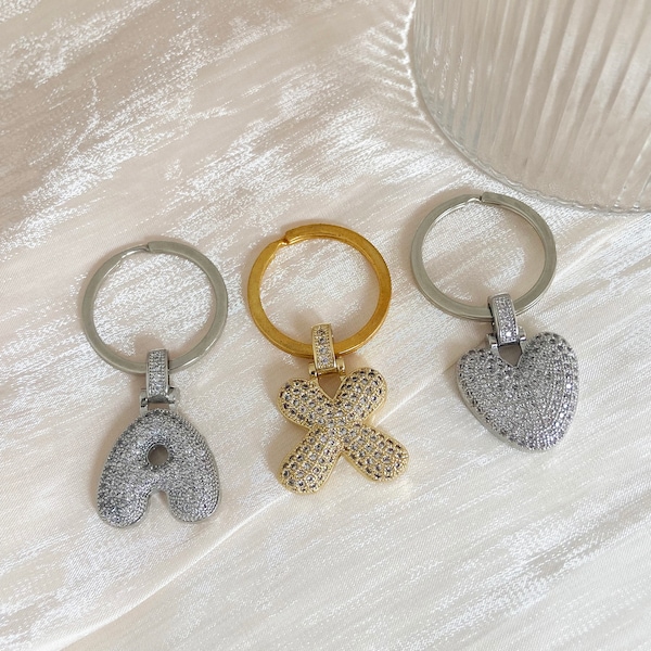 Benutzerdefinierte Schlüsselanhänger Pave Bubble Brief Schlüsselbund Diamant Anfangsschlüsselbund Name Schlüsselbund Drive Safe Schlüsselbund Geschenk für Sie / Ihn