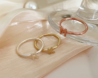 Initial Ring, Personalized Initial Ring, Name Ring, Tiny Signet Ring, Stacking Ring, Minimalist Ring, Dainty Ring, Gift for Her