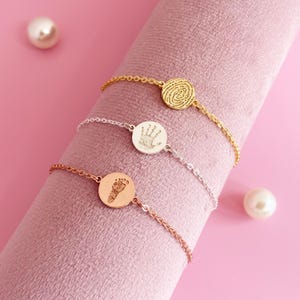 Fingerpirint Bracelet, Personalized Baby Handprint/Footprint  Bracelet, New Mom Bracelet, Memorial Gift, Baby Keepsake, Gift For Her