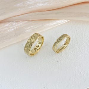 Bague empreinte digitale gravée personnalisée, bague empreinte digitale réelle, bague de promesse, bague de fiançailles, bagues empreinte de nez, cadeau personnalisé pour lui/elle