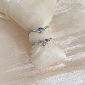 Dainty Birthstone Ring, Multi-Stone Family Ring, Stacking Ring, Mini Birthstone Ring, Birthstone Jewelry, Mother Grandma Ring Gift