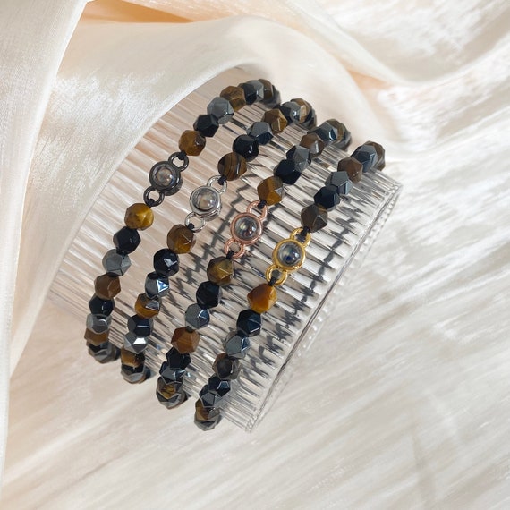 Personalized Photo Projection Bracelet - Custom Picture Inside, Adjustable Memorial Or Couple Gift For Women & Men