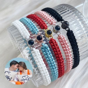 Men&#39;s Bracelet, Custom Photo Projection Bracelet, Braided Rope Bracelet, Memorial Gift, Boyfriend Bracelet, Gift for Him/Her