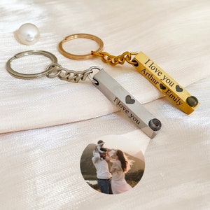 Projection Photo Keychain, Custom Memorial Photo Keychain, Text Projection Keychain, Picture Inside Keyring, Wedding Gift, Gift for Her/Him