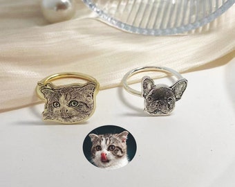Benutzerdefinierte Pet Portrait Ring, Haustier Foto Ring, personalisierte Haustier Ring, Haustier-Gedenkring, Hund Mama Geschenk, Geschenk für Tierliebhaber