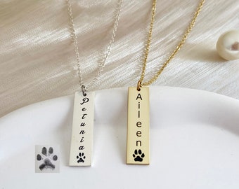 Paw Print Necklace, Custom Pet Necklace, Pet Lover Gift, Pet Memorial Gift, Dog Paw Necklace, Cat Paw Necklace, Christmas Gift