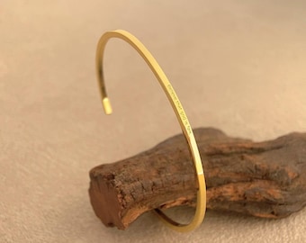 Manchette gravée, bracelet à message secret, bracelet citation personnalisée, nom - date - coordonnées, cadeau inspirant, cadeau d'anniversaire