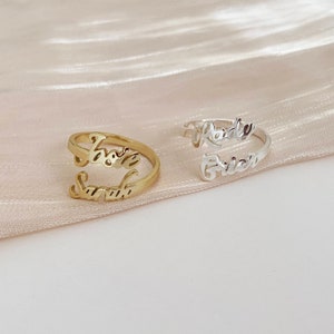 Double Name Ring, Two Name Ring, Couple Name Ring, Custom Name Ring, Best Friend Gift, Family Ring, Mom Gift, Gift For Her